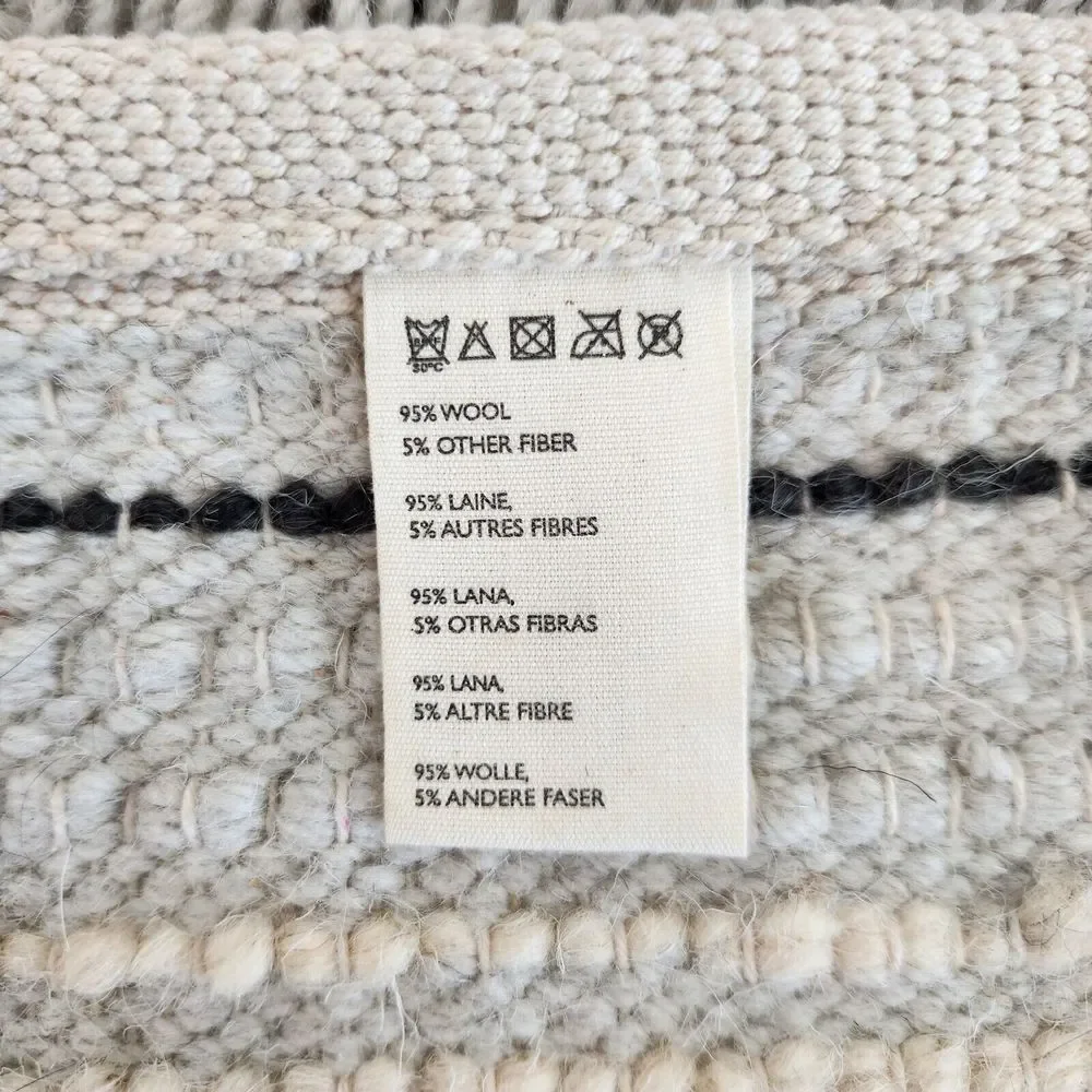 Macrame Woven Blue Cream Wall Hanging 15x24 Wool Tapestry Boho Made in India